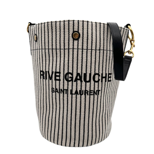 Saint Laurent Rive Gauche Striped Canvas Bucket Bag